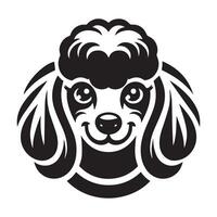 pudel hund - en busig pudel hund ansikte illustration i svart och vit vektor