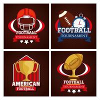 Set Poster von American Football mit Dekoration vektor