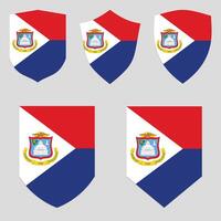 uppsättning av sint maarten flagga i skydda form vektor