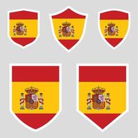 Spanien flagga i skydda form ram vektor