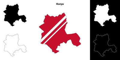 konya Provinz Gliederung Karte einstellen vektor