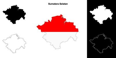 Sumatera Selatan Provinz Gliederung Karte einstellen vektor