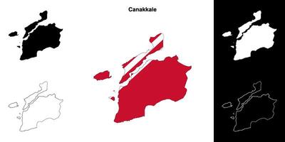 canakkale Provinz Gliederung Karte einstellen vektor