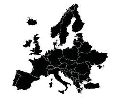 skiktad Europa Karta silhuett på vit bakgrund vektor