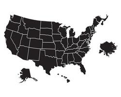 geschichtet USA Karte Silhouette auf Weiß Hintergrund vektor