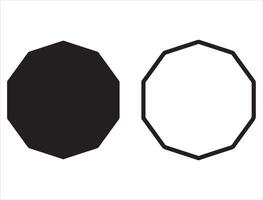 decagon ikon silhuett på vit bakgrund vektor