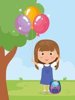 Baby lächelnd mit Heliumballon in der Hand vektor