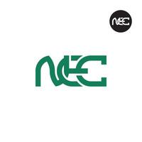 brev nec monogram logotyp design vektor