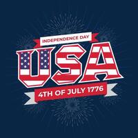 amerikan oberoende dag 4:e av juli typografi bakgrund eller t-shirt design med USA flagga. vektor