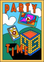 Party Zeit Illustration zum Hintergrund, Banner, Poster, Flyer, Vorlage, Design, usw vektor