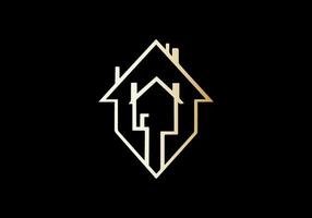 Luxus Haus Logo Vorlage mit Gold Farbe vektor