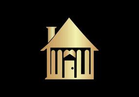 lyx hus logotyp mall med guld Färg vektor