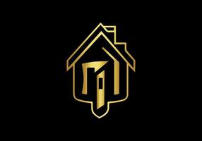 Luxus Haus Logo Vorlage mit Gold Farbe vektor