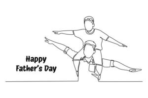 einer kontinuierlich Linie Zeichnung von glücklich Vaters Tag. Gekritzel Illustration im einfach linear Stil. vektor