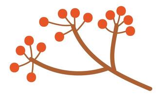 höst kvist med röd bär i platt design. säsong- falla skog gren. illustration isolerat. vektor