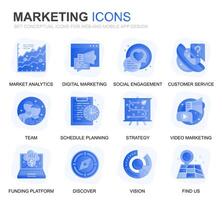 modern uppsättning företag och marknadsföring lutning platt ikoner för hemsida och mobil appar. innehåller sådan ikoner som syn, uppdrag, planera, marknadsföra. konceptuell Färg platt ikon. piktogram packa. vektor