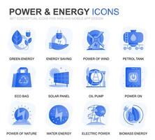 modern uppsättning kraft industri och energi lutning platt ikoner för hemsida och mobil appar. innehåller sådan ikoner som sol- panel, eco energi, kraft växt. konceptuell Färg platt ikon. piktogram packa. vektor