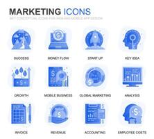 modern uppsättning företag och marknadsföring lutning platt ikoner för hemsida och mobil appar. innehåller sådan ikoner som syn, uppdrag, planera, marknadsföra. konceptuell Färg platt ikon. piktogram packa. vektor