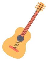akustisch oder Bass Gitarre im eben Design. klassisch Musik- Zeichenfolge Instrument. Illustration isoliert. vektor