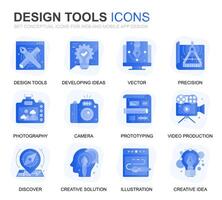 modern uppsättning design verktyg lutning platt ikoner för hemsida och mobil appar. innehåller sådan ikoner som kreativ, utvecklande, precision, syn, skiss. konceptuell Färg platt ikon. piktogram packa. vektor