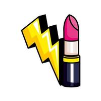 Lippenstift und Blitzsymbol im Pop-Art-Stil vektor