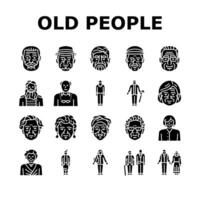 gammal människor senior Lycklig mogna ikoner uppsättning vektor