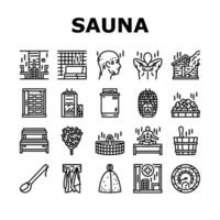 Sauna Bad Spa entspannen Dampf Zimmer Symbole einstellen vektor