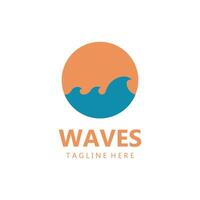 vatten Vinka logotyp, strand vågor, hav, design vektor