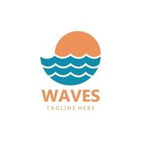 vatten Vinka logotyp, strand vågor, hav, design vektor