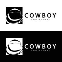 cowboy hatt logotyp hatt illustration linje texas rodeo cowboy mall design vektor