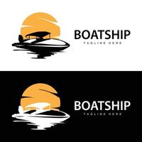 Geschwindigkeit Boot Schiff Logo schwarz Silhouette Design Jahrgang zum nautisch einfach Meer Schiff Reise Vorlage Illustration vektor