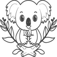 koala färg sida för barn stock illustration. djur- översikt för färg bok vektor