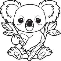 koala färg sida för barn stock illustration. djur- översikt för färg bok vektor