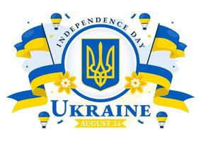 glücklich Ukraine Unabhängigkeit Tag Illustration auf 24 August mit ukrainisch Flagge Hintergrund im National Urlaub eben Karikatur Hintergrund vektor