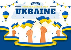 glücklich Ukraine Unabhängigkeit Tag Illustration auf 24 August mit ukrainisch Flagge Hintergrund im National Urlaub eben Karikatur Hintergrund vektor