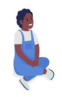lächelndes sitzendes Kind halb flacher Farbvektorcharakter. sitzende Figur. Ganzkörper-Person auf weiß. glückliches Kind isoliert moderne Cartoon-Stil Illustration für Grafikdesign und Animation vektor