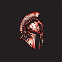 en slående spartansk hjälm logotyp på en mörk bakgrund, utsöndrar styrka och oräddhet vektor