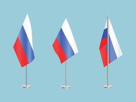 flagga av ryssland med silver- stolpe.set av Rysslands nationell flagga vektor