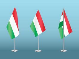 Flagge von Ungarn mit Silber Stangensatz von Ungarns National Flagge vektor