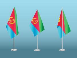 flagga av eritrea med silver- stolpe.set av eritreas nationell flagga vektor