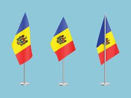 flagga av moldavien med silver- stolpe.set av moldavien nationell flagga vektor