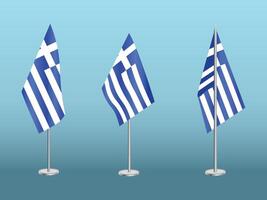 Flagge von Griechenland mit Silber Stangensatz von Griechenlands National Flagge vektor