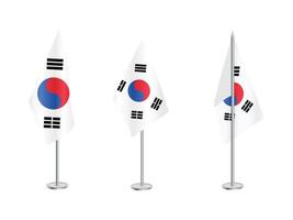 Flagge von Süd Korea mit Silber Stangensatz von Süd Koreas National Flagge vektor