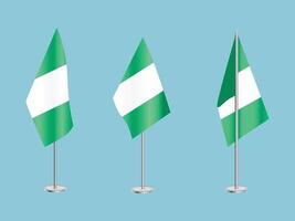 Flagge von Nigeria mit Silber Stangensatz von Nigerias National Flagge vektor