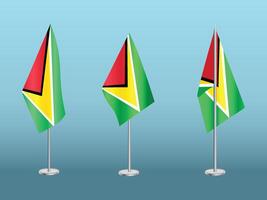 Flagge von Guyana mit Silber Stangensatz von Guyanas National Flagge vektor
