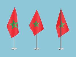Flagge von Marokko mit Silber Stangensatz von Marokkos National Flagge vektor