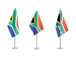 Flagge von Süd Afrika mit Silber Stangensatz von Süd Afrikas National Flagge vektor