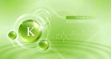 vitamin k och strukturera. vitamin komplex med kemisk formel från natur. skönhet behandling näring hud vård design. medicinsk och vetenskaplig begrepp. design. vektor