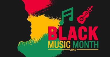 Juni ist afrikanisch amerikanisch Musik- Anerkennung Monat oder schwarz Musik- Monat Hintergrund Vorlage. Urlaub Konzept. verwenden zu Hintergrund, Banner, Plakat, Karte, und Poster Design Vorlage mit Text Inschrift vektor