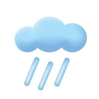 blå moln och tung regn eller skyfall. åska storm väder prognos element 3d ikon. vektor